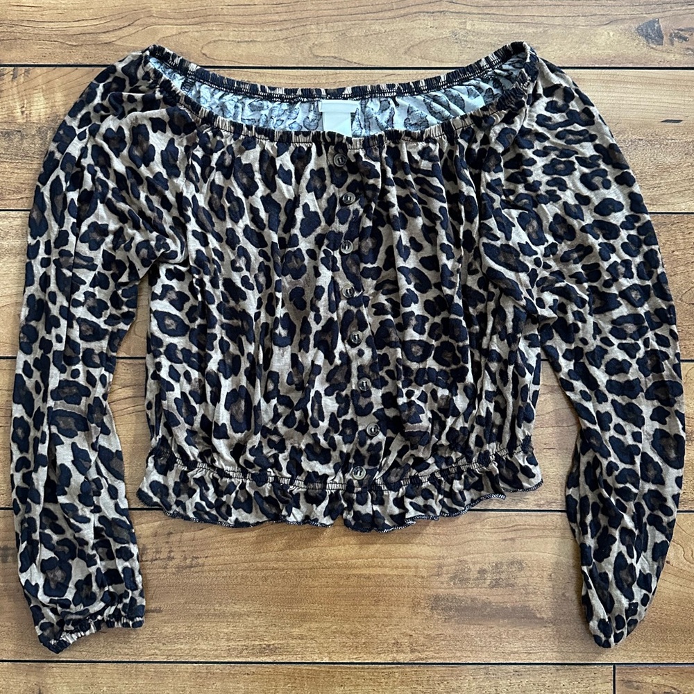H&M Cheetah Off-Shoulder Top